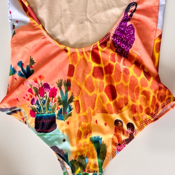 CAROLINA K. Giraffe Print Ruffle Sleeve One Piece Boho Swimsuit - Picture 14 of 16